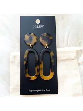 J. Crew Tortoise Drop Link Earrings in Brown and Black